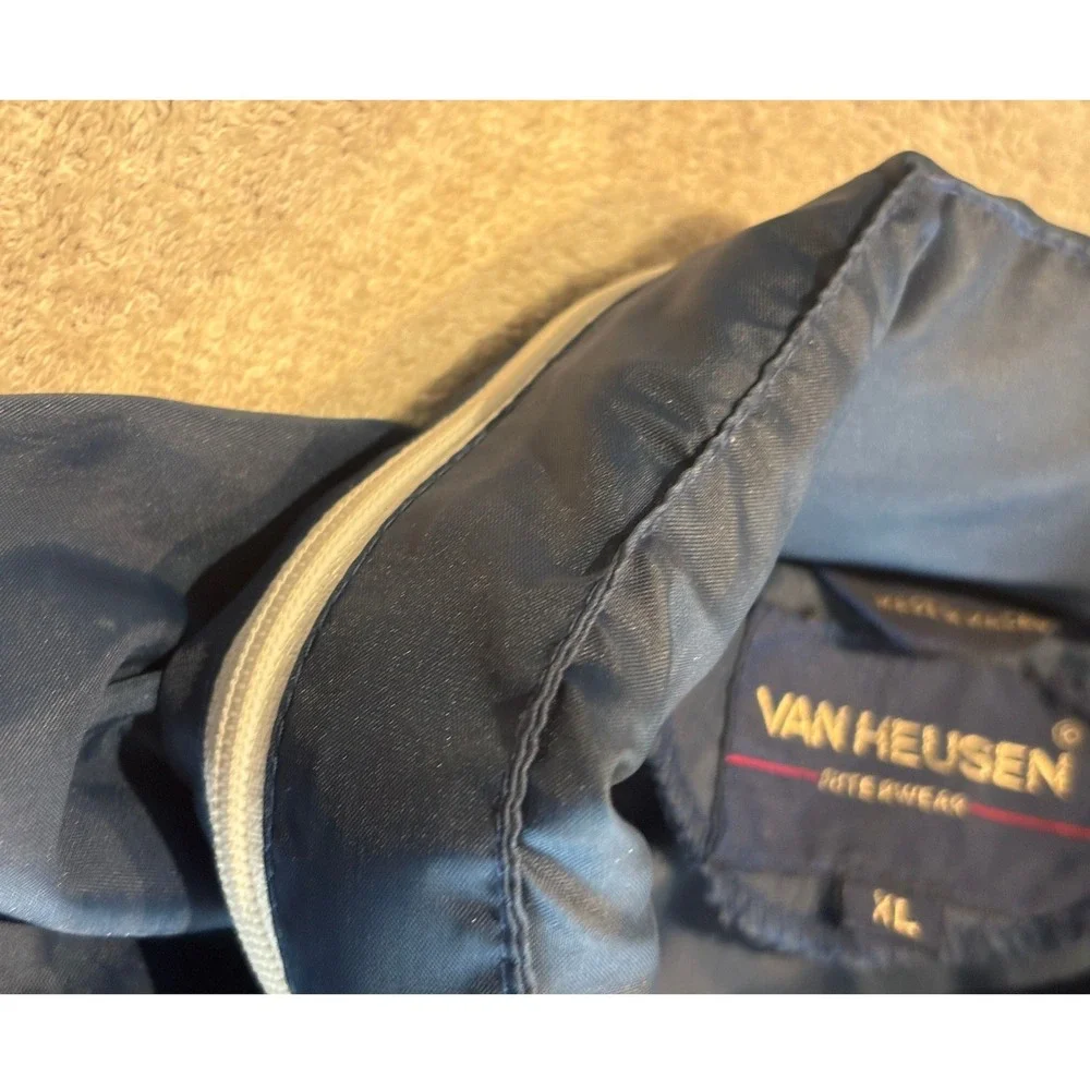 Van Heusen Mens XL Navy Blue Nylon Full‎ Zip Windbreaker Jacket Lightweight XL